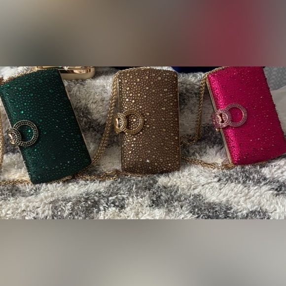 Emerald Crystal Chain Shoulder Bag - Picture 2 of 2